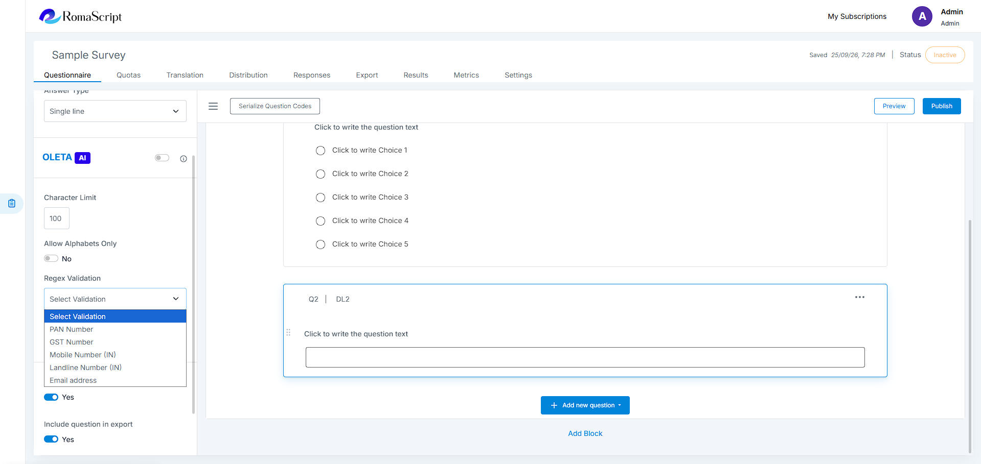 RomaScript Response Validation