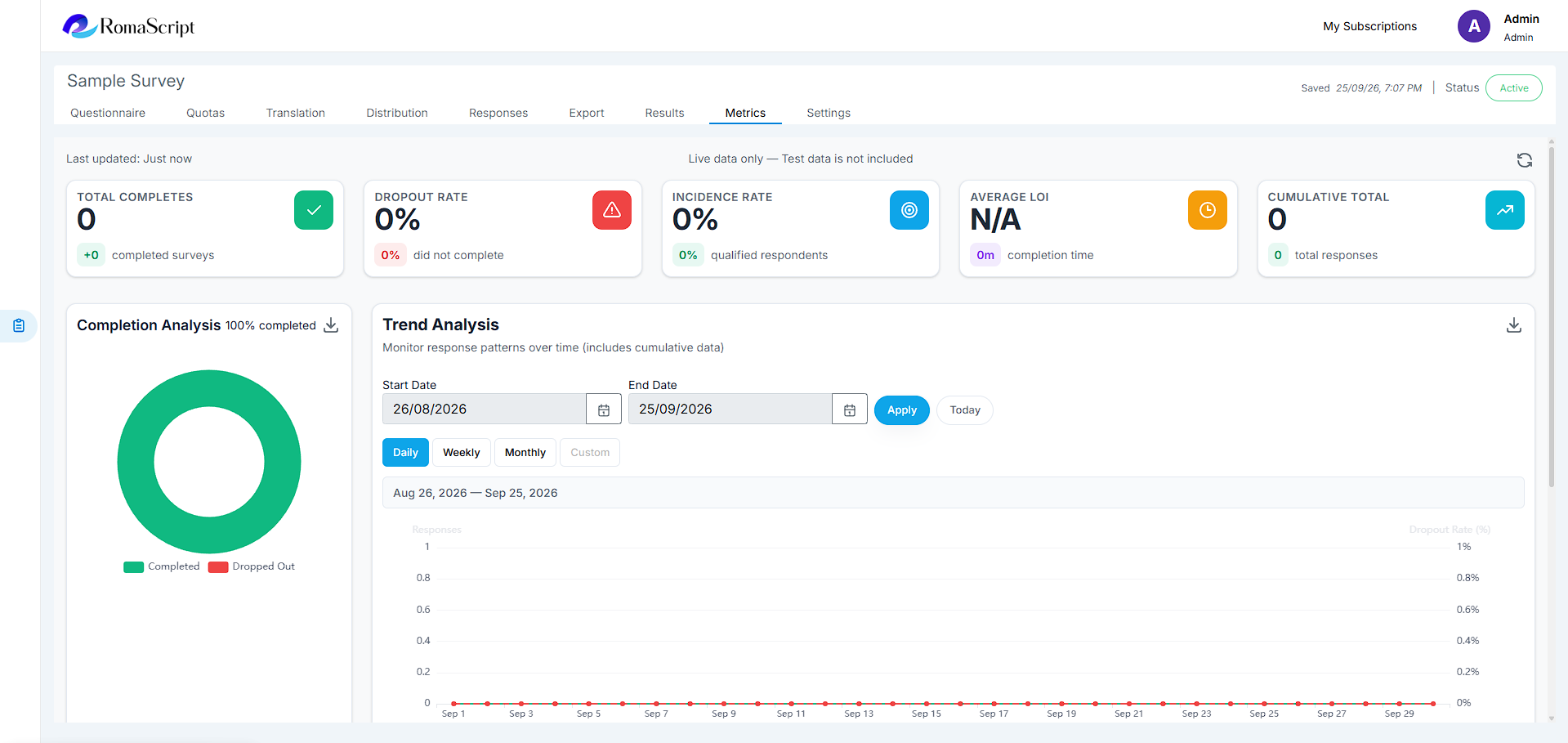 RomaScript Response Tracking
